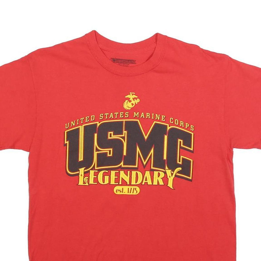 FRONTLINE Mens Red USMC Legendary Graphic T-Shirt M Short Sleeve Crew Neck