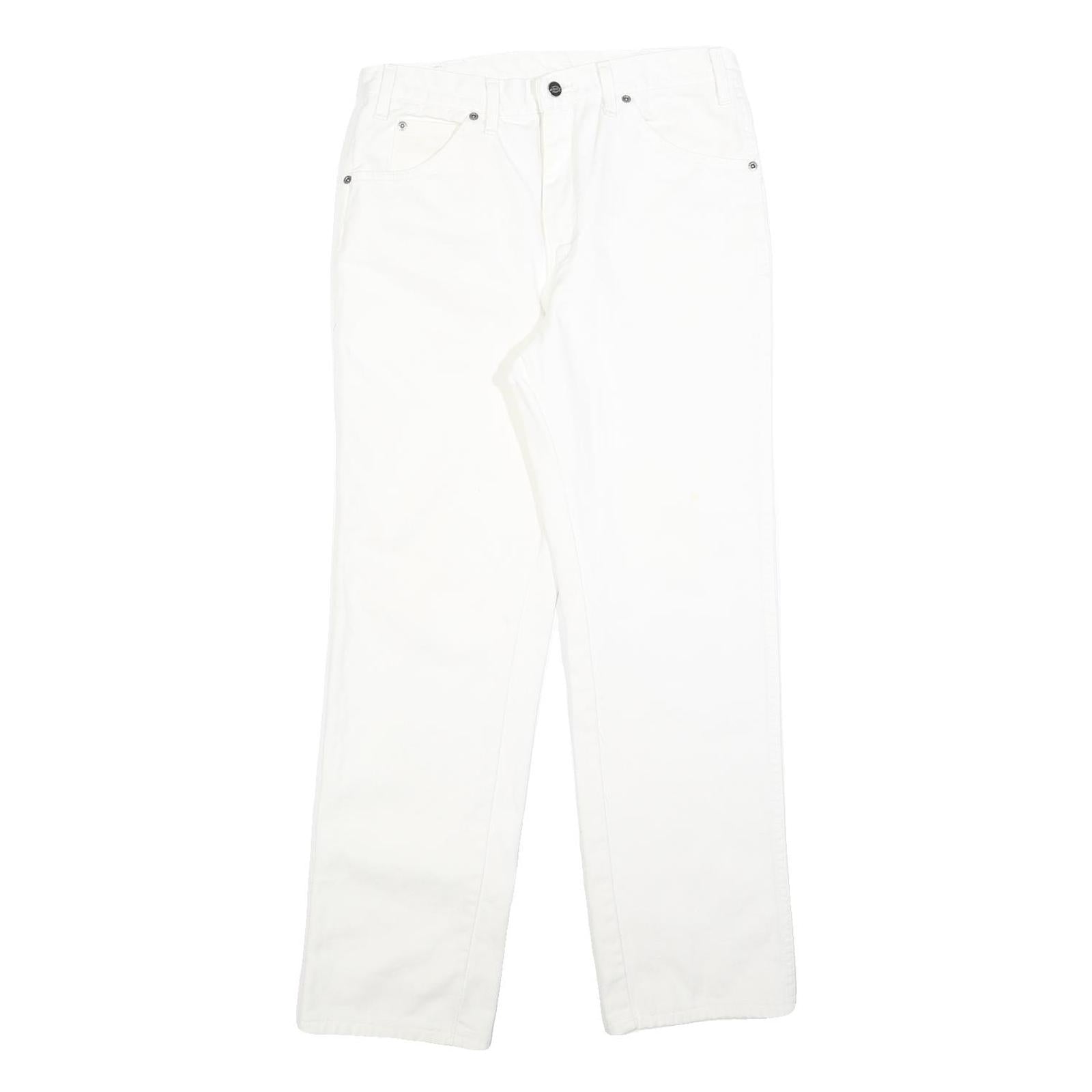 DICKIES Mens White Regular Fit Straight Denim Jeans W30 L30 Classic Cotton Blend