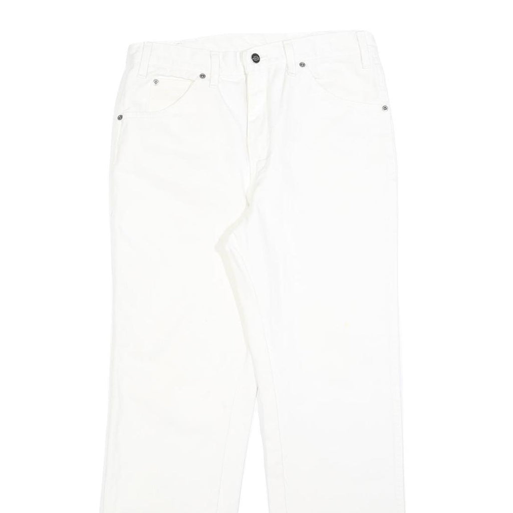 DICKIES Mens White Regular Fit Straight Denim Jeans W30 L30 Classic Cotton Blend