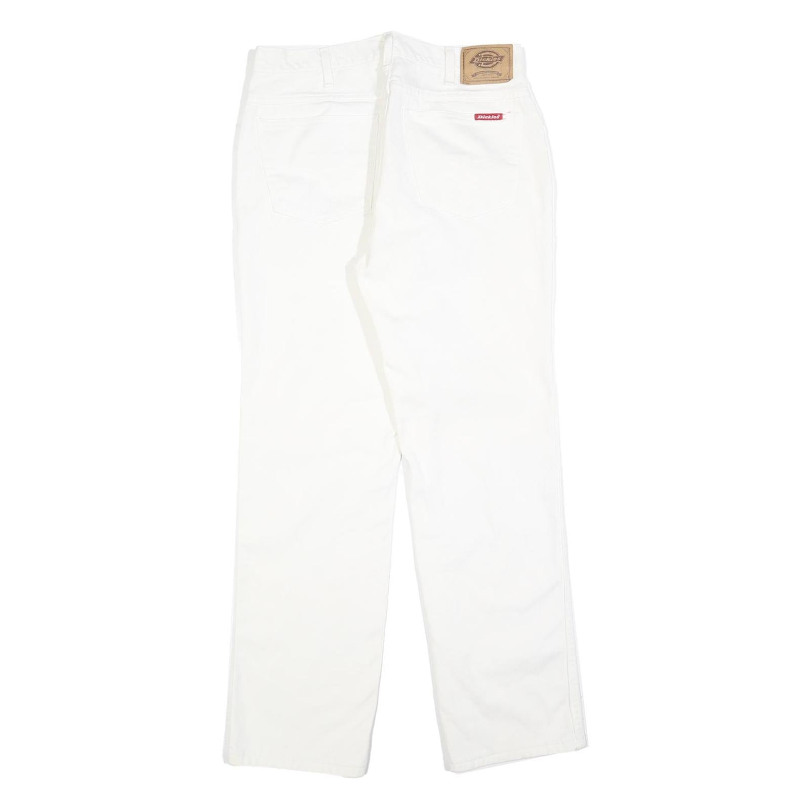 DICKIES Mens White Regular Fit Straight Denim Jeans W30 L30 Classic Cotton Blend