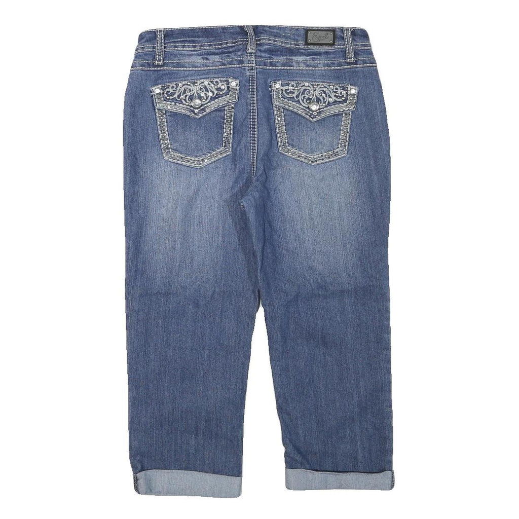 EARL JEAN Womens Denim Blue Casual Shorts M W29 Embellished Pockets Cuffed Hem