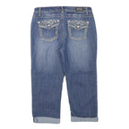 EARL JEAN Womens Denim Blue Casual Shorts M W29 Embellished Pockets Cuffed Hem