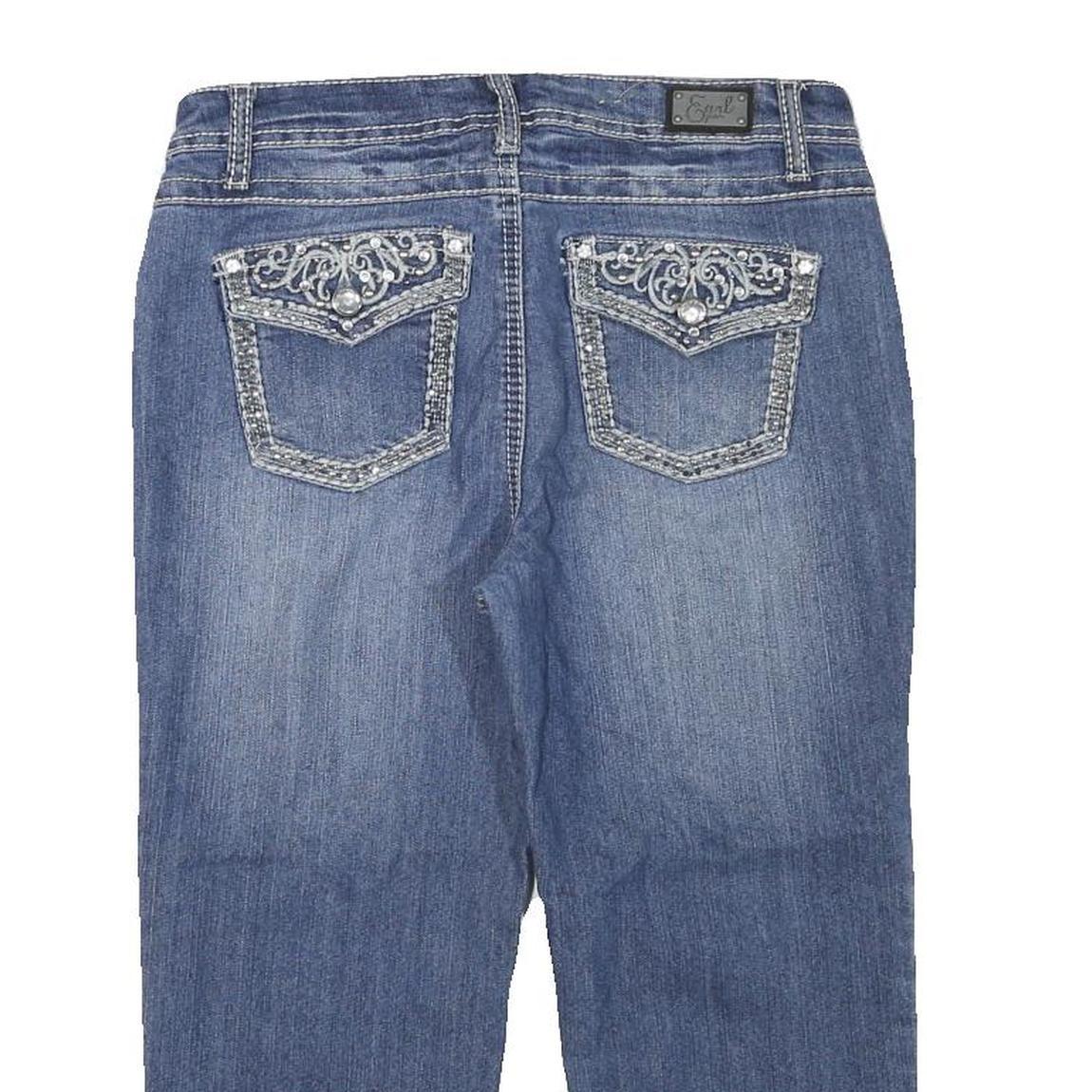 EARL JEAN Womens Denim Blue Casual Shorts M W29 Embellished Pockets Cuffed Hem