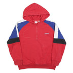 LEVI'S Mens Red Blue & Black Pullover Hoodie XL Half Zip Cotton Blend Sweatshirt