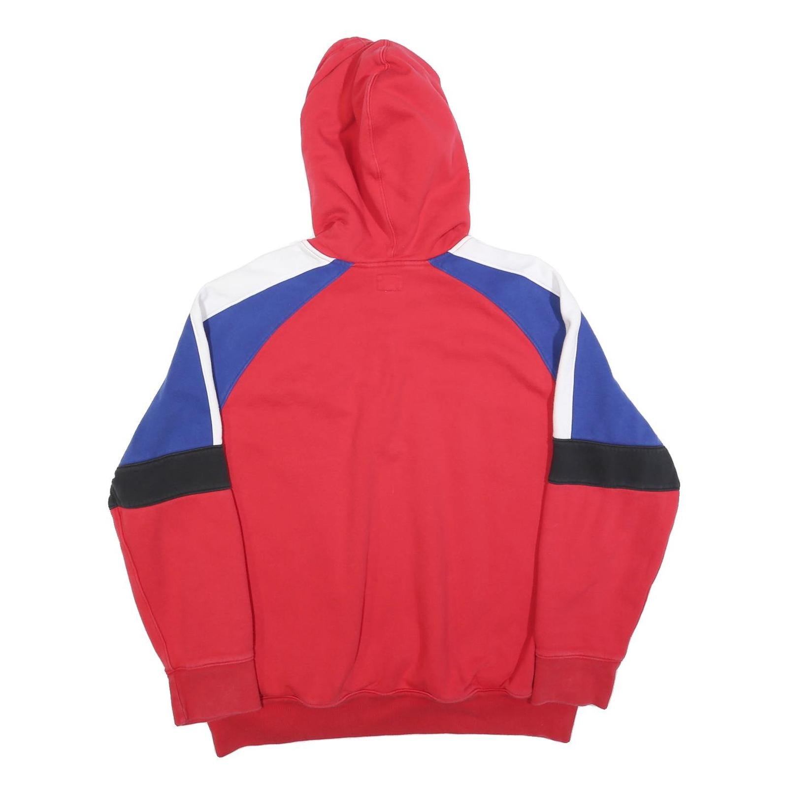 LEVI'S Mens Red Blue & Black Pullover Hoodie XL Half Zip Cotton Blend Sweatshirt