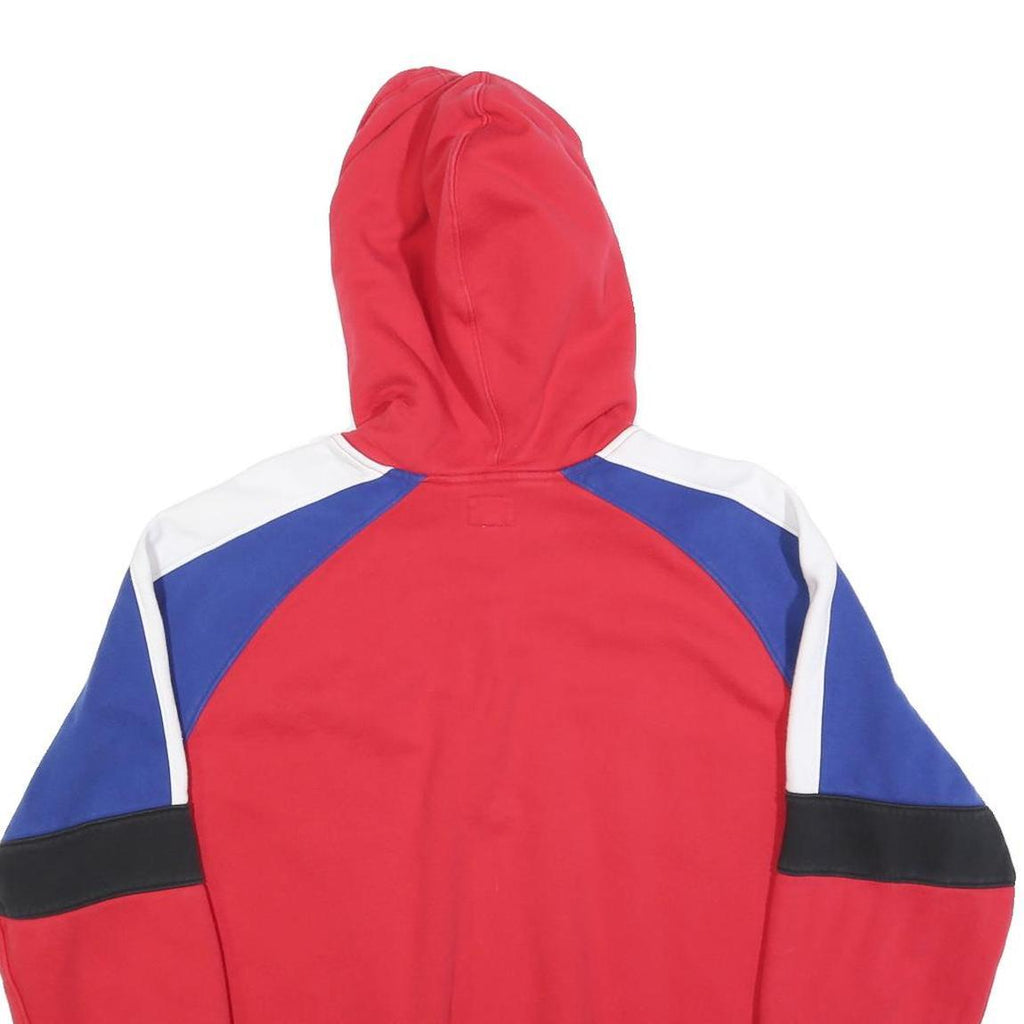 LEVI'S Mens Red Blue & Black Pullover Hoodie XL Half Zip Cotton Blend Sweatshirt