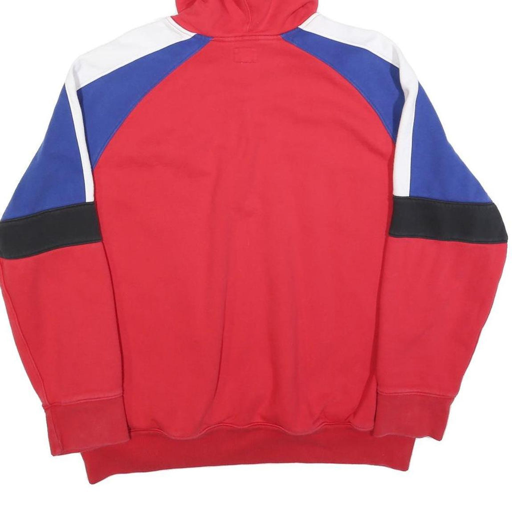 LEVI'S Mens Red Blue & Black Pullover Hoodie XL Half Zip Cotton Blend Sweatshirt