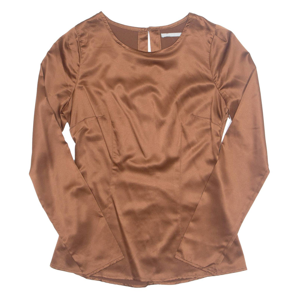 Womens Blouse Brown Long Sleeve S