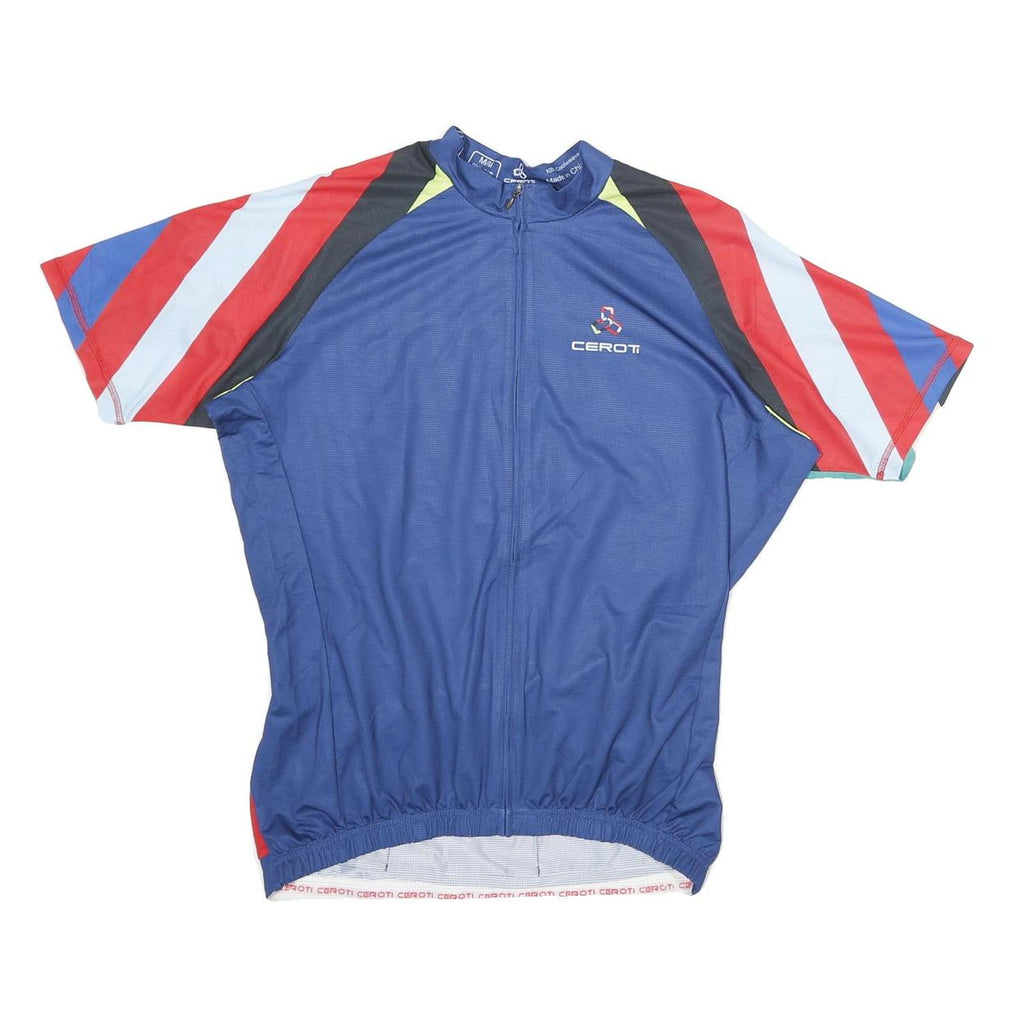 CEROTI Mens Blue & Red Polyester Cycling Jersey M Short Sleeve Zip Front