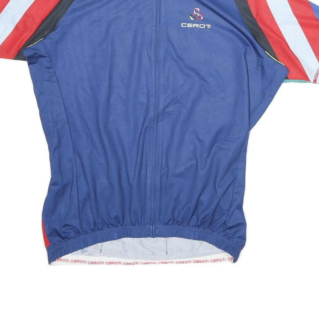 CEROTI Mens Blue & Red Polyester Cycling Jersey M Short Sleeve Zip Front