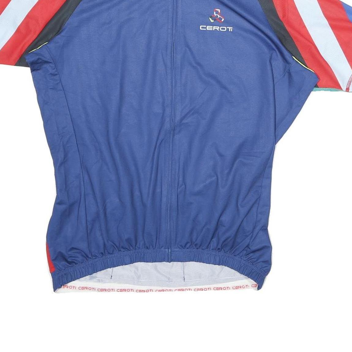 CEROTI Mens Blue & Red Polyester Cycling Jersey M Short Sleeve Zip Front