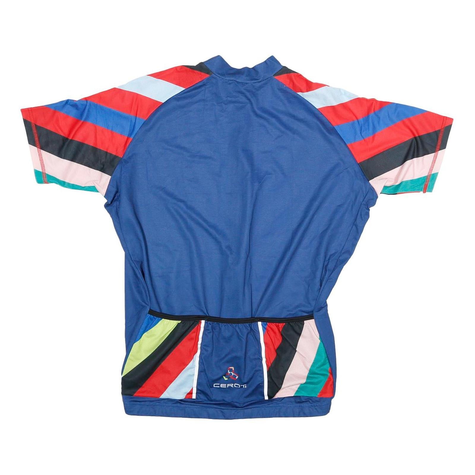 CEROTI Mens Blue & Red Polyester Cycling Jersey M Short Sleeve Zip Front
