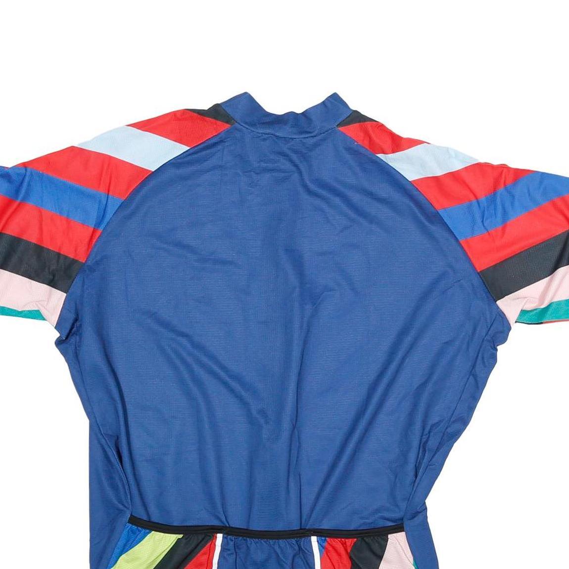 CEROTI Mens Blue & Red Polyester Cycling Jersey M Short Sleeve Zip Front