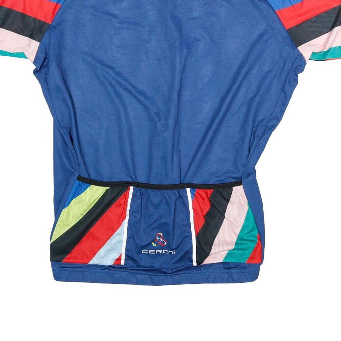 CEROTI Mens Blue & Red Polyester Cycling Jersey M Short Sleeve Zip Front