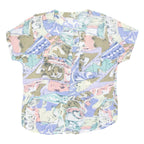 Womens Printed Blouse Blue Viscose Crazy Pattern S