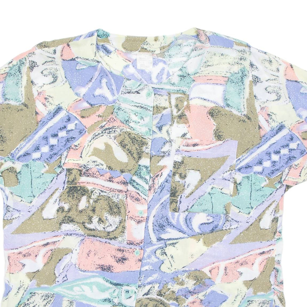 Womens Printed Blouse Blue Viscose Crazy Pattern S