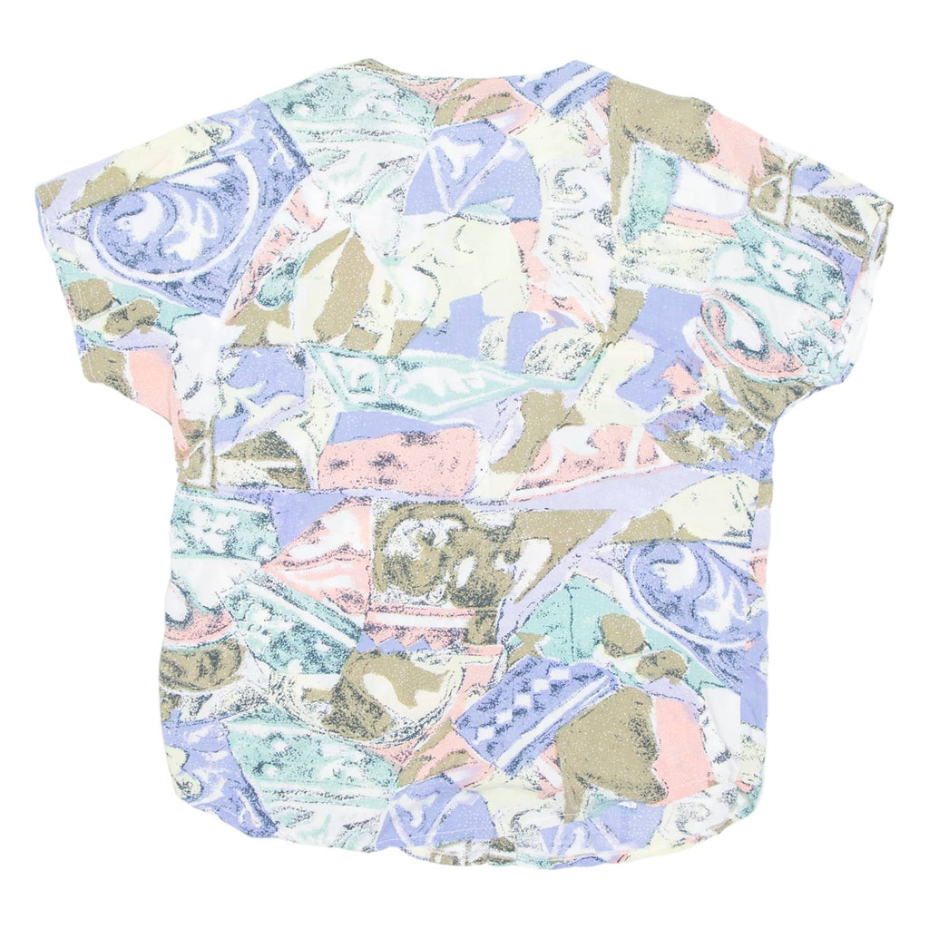 Womens Printed Blouse Blue Viscose Crazy Pattern S