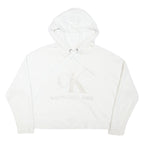 CALVIN KLEIN JEANS Womens White Hoodie M Cotton Blend Casual Pullover