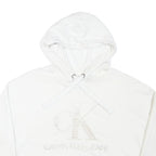 CALVIN KLEIN JEANS Womens White Hoodie M Cotton Blend Casual Pullover