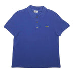 LACOSTE Mens Blue Short Sleeve Plain M Cotton Blend Casual Polo Shirt