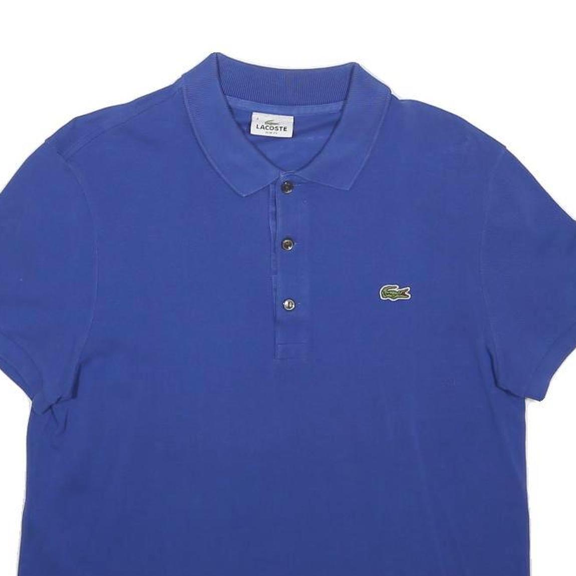 LACOSTE Mens Blue Short Sleeve Plain M Cotton Blend Casual Polo Shirt
