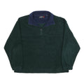 WINNERS Mens Green & Navy Plain Jumper 1/4 Zip Polyester XL Casual Fleece