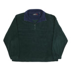 WINNERS Mens Green & Navy Plain Jumper 1/4 Zip Polyester XL Casual Fleece