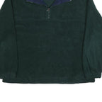 WINNERS Mens Green & Navy Plain Jumper 1/4 Zip Polyester XL Casual Fleece