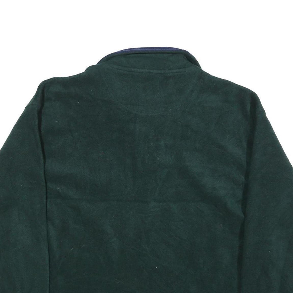 WINNERS Mens Green & Navy Plain Jumper 1/4 Zip Polyester XL Casual Fleece