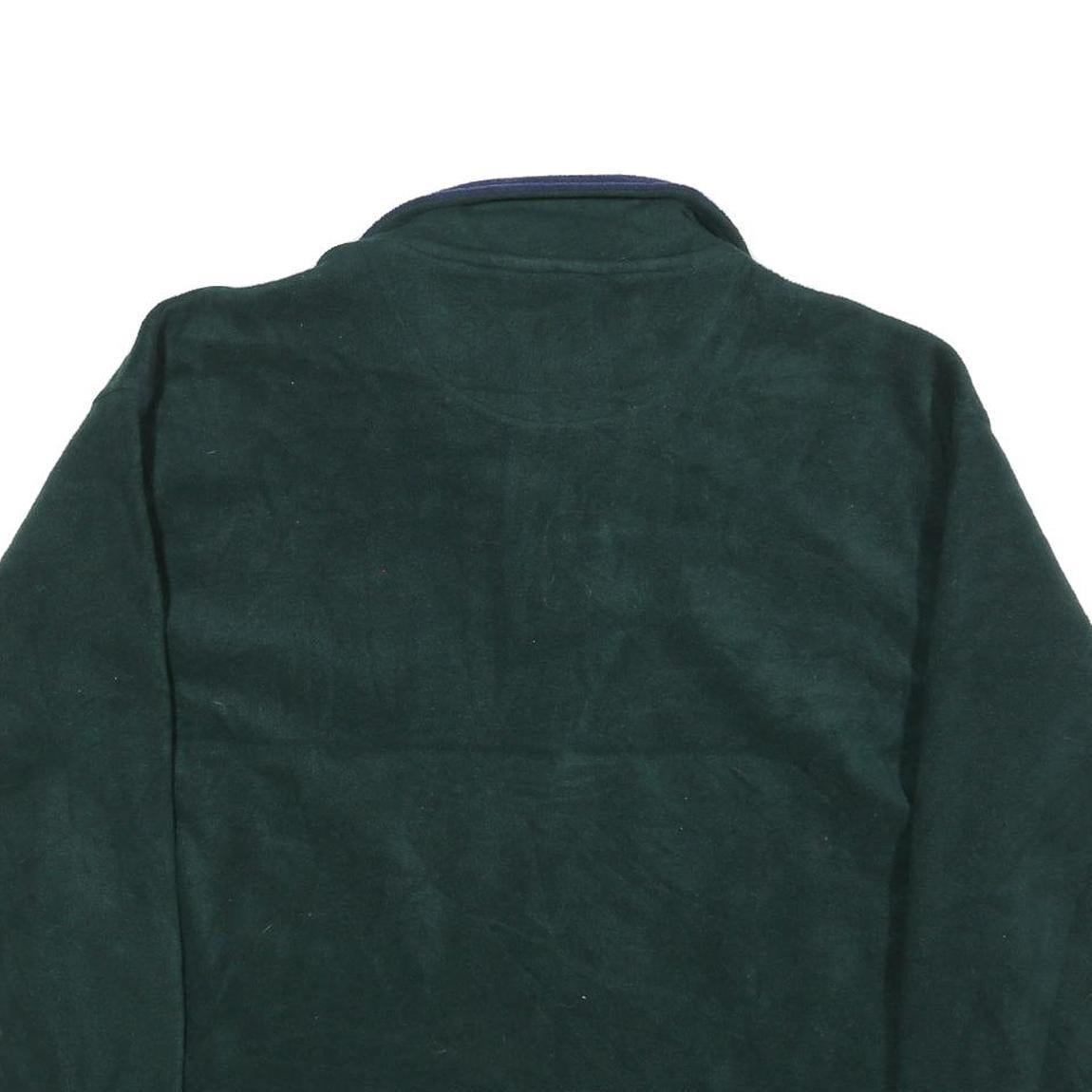 WINNERS Mens Green & Navy Plain Jumper 1/4 Zip Polyester XL Casual Fleece