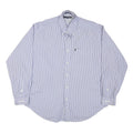TOMMY HILFIGER Mens Blue Striped Cotton Blend Shirt L Button-Down Collar Long