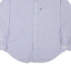 TOMMY HILFIGER Mens Blue Striped Cotton Blend Shirt L Button-Down Collar Long