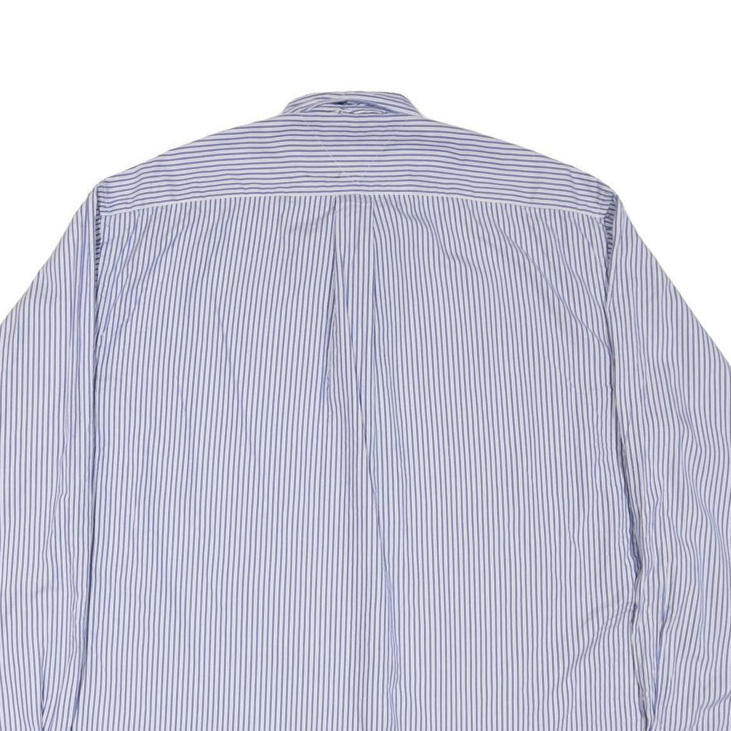 TOMMY HILFIGER Mens Blue Striped Cotton Blend Shirt L Button-Down Collar Long