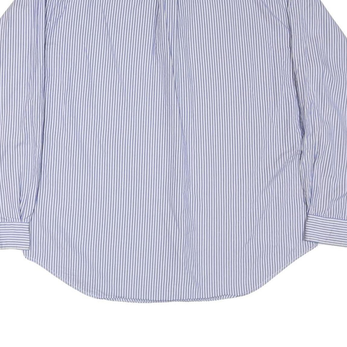 TOMMY HILFIGER Mens Blue Striped Cotton Blend Shirt L Button-Down Collar Long
