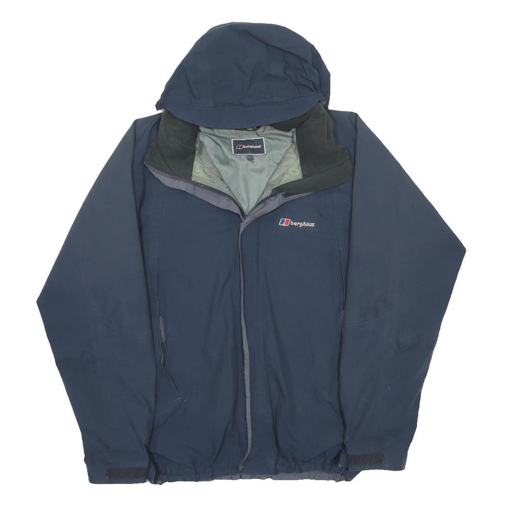 BERGHAUS Mens Blue Outdoor Jacket L Polyester Waterproof Hooded Zip