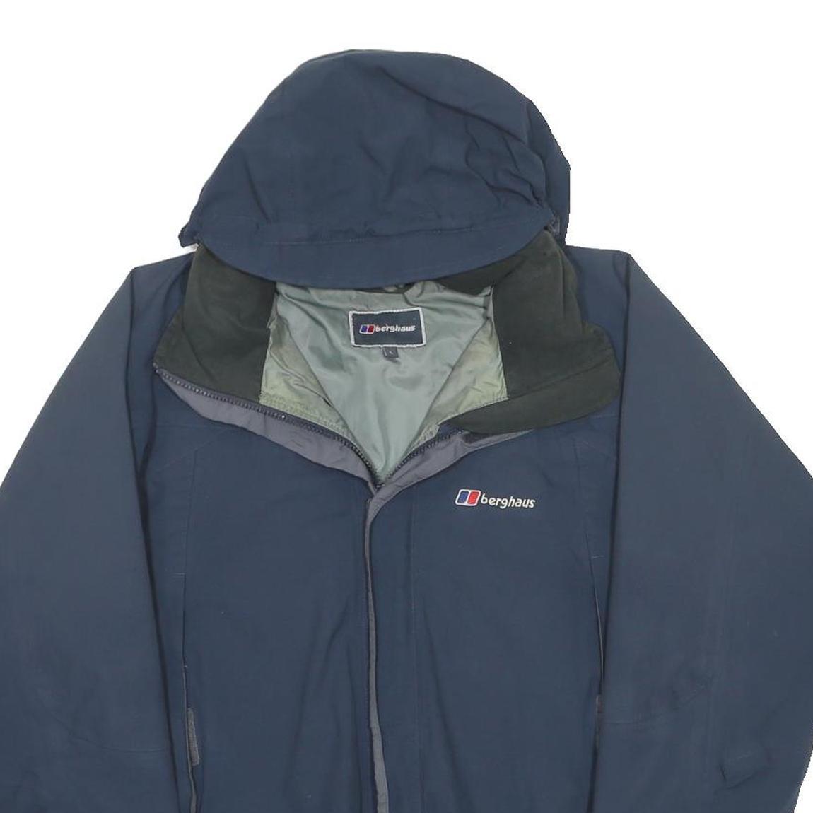 BERGHAUS Mens Blue Outdoor Jacket L Polyester Waterproof Hooded Zip