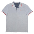 BOSS HUGO BOSS Mens Grey Short Sleeve Polo Shirt XL Striped Detail Cotton