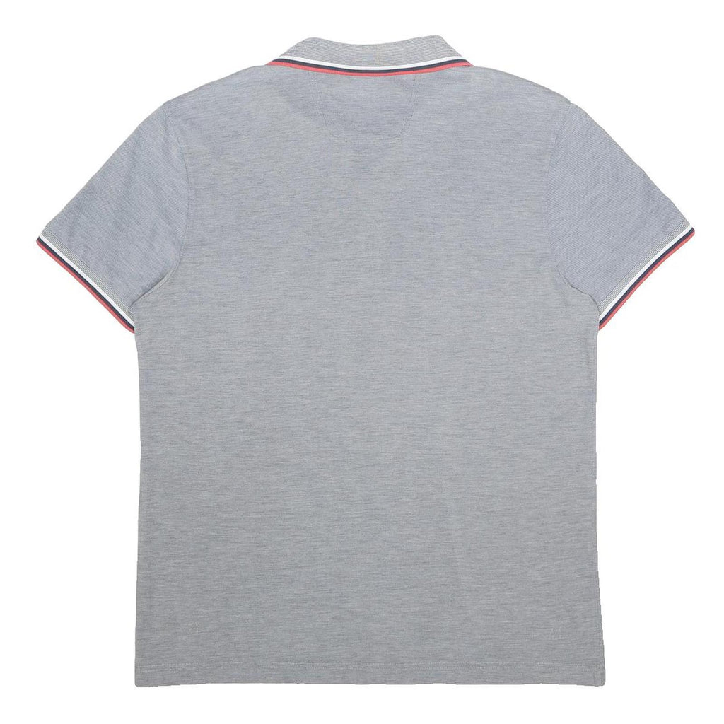 BOSS HUGO BOSS Mens Grey Short Sleeve Polo Shirt XL Striped Detail Cotton