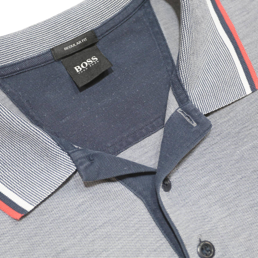 BOSS HUGO BOSS Mens Grey Short Sleeve Polo Shirt XL Striped Detail Cotton