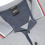 BOSS HUGO BOSS Mens Grey Short Sleeve Polo Shirt XL Striped Detail Cotton