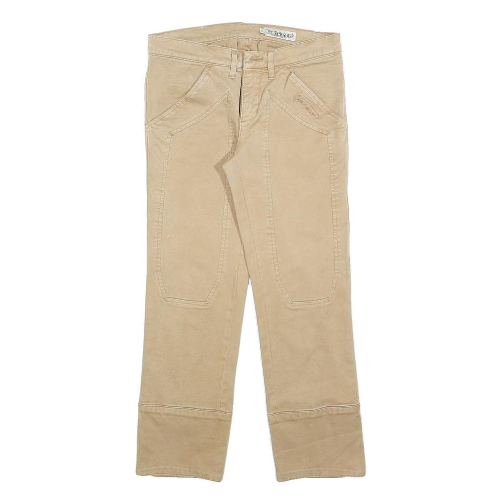 JECKERSON Womens Cotton Blend Beige Slim Straight Trousers W26 L25 Stylish