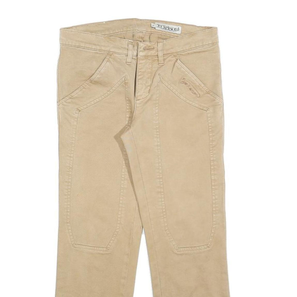 JECKERSON Womens Cotton Blend Beige Slim Straight Trousers W26 L25 Stylish