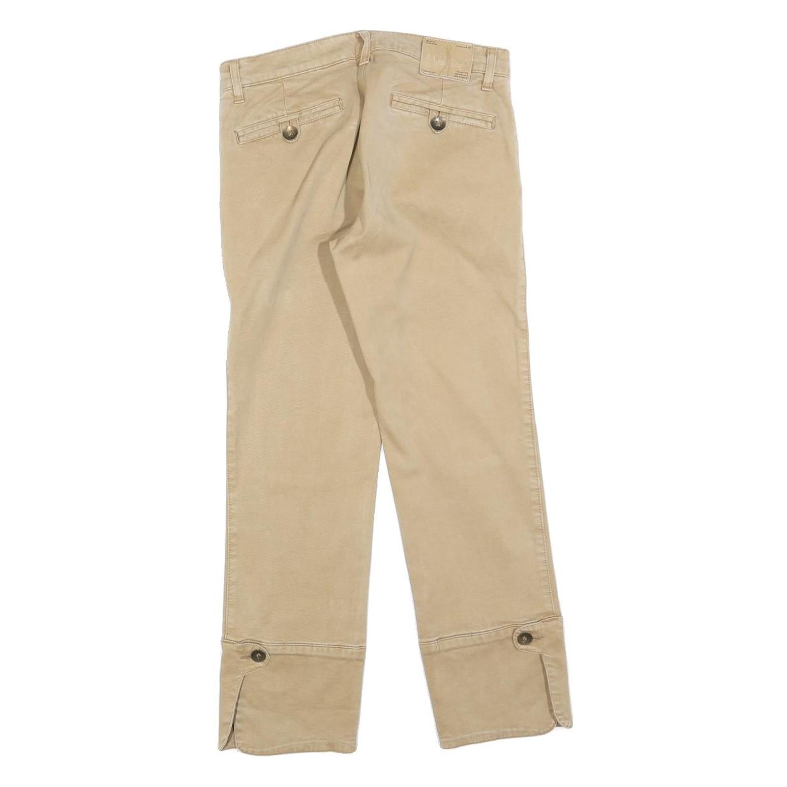 JECKERSON Womens Cotton Blend Beige Slim Straight Trousers W26 L25 Stylish