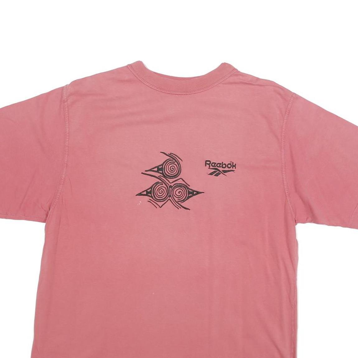 REEBOK Mens Pink Graphic T-Shirt M Short Sleeve Crew Neck Cotton Blend Casual