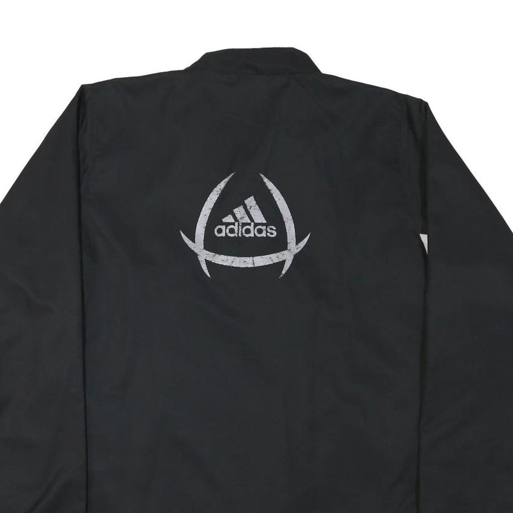 ADIDAS Mens Black & White Track Jacket M Polyester Blend Zip Casual Sportswear