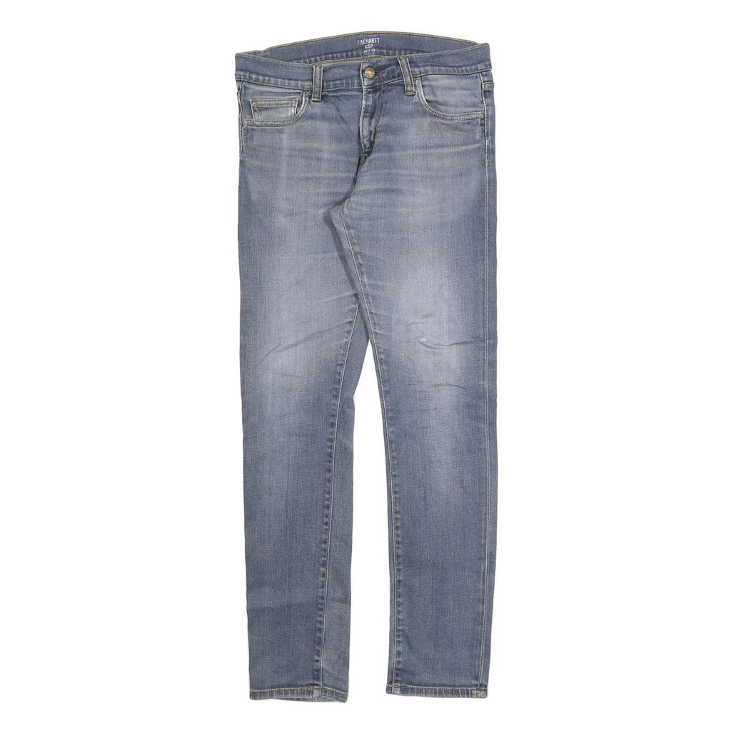 CARHARTT Mens Slim Blue Denim Jeans W30 L32 Zip Closure Casual Wear