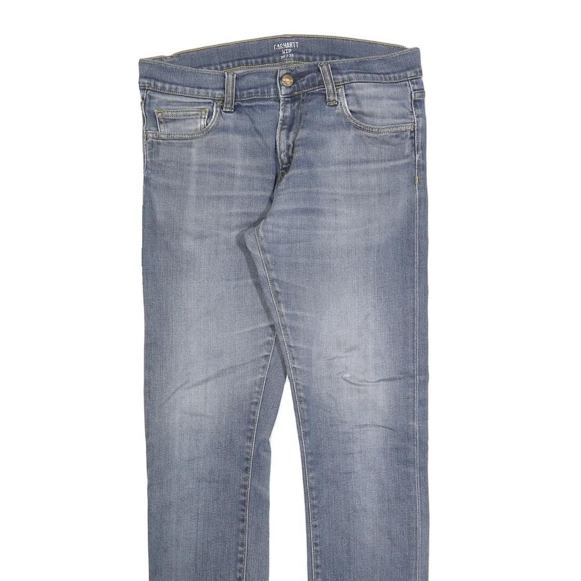 CARHARTT Mens Slim Blue Denim Jeans W30 L32 Zip Closure Casual Wear