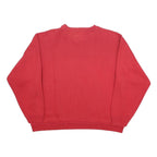 CHAMPION Womens Red V-Neck S Sweatshirt Logo Print Cotton Blend Pullover