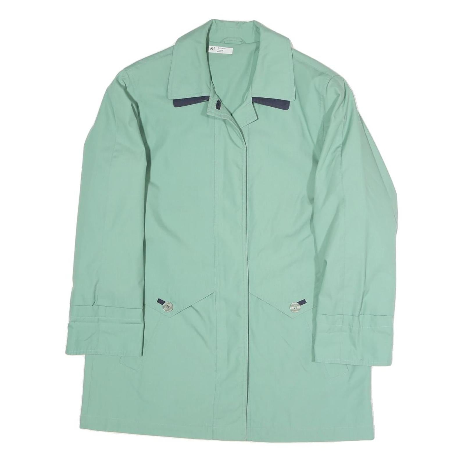Womens Green Button Jacket UK 10 Polyester Blend Classic Light Outerwear