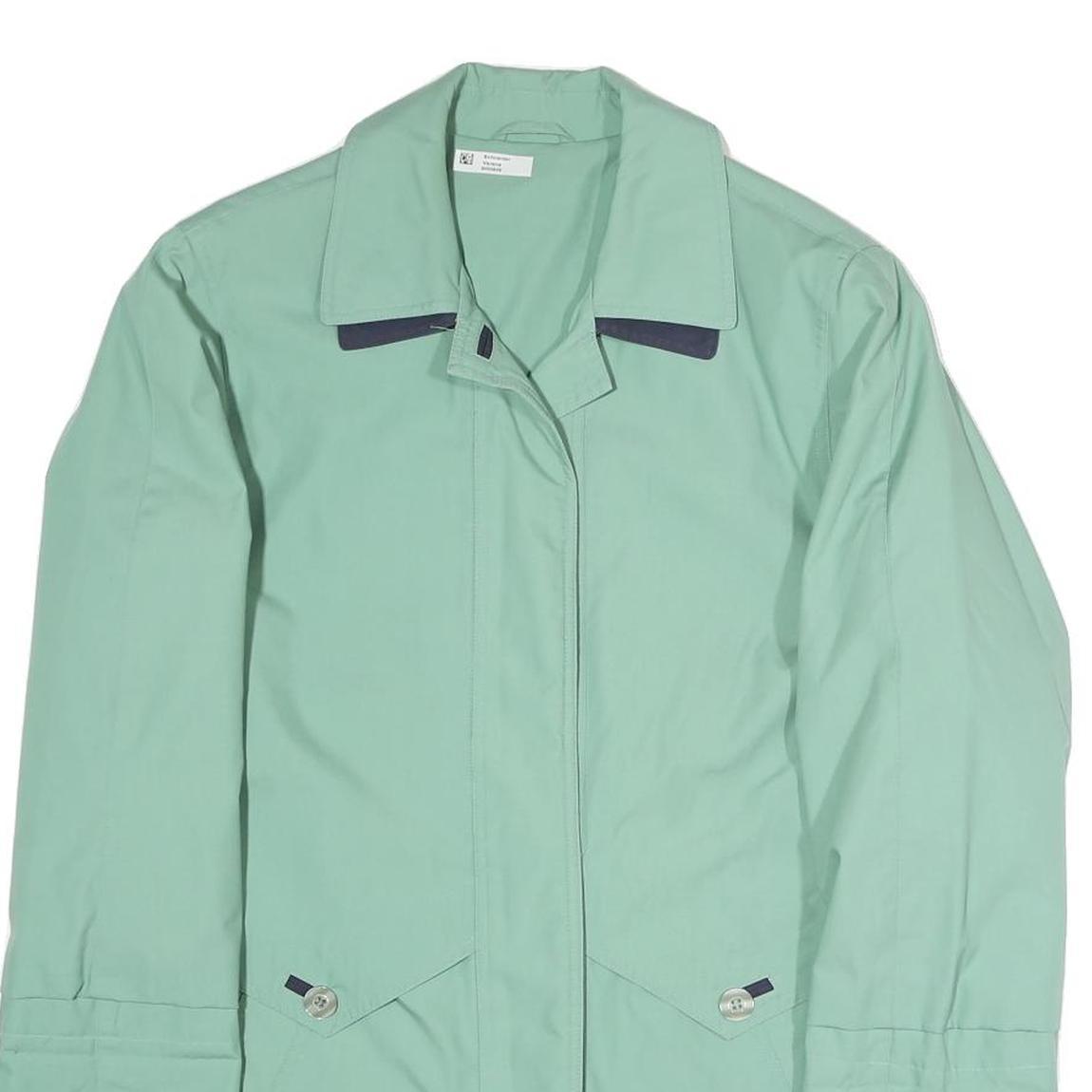 Womens Green Button Jacket UK 10 Polyester Blend Classic Light Outerwear